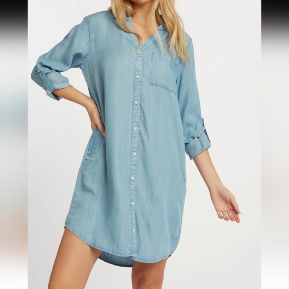 Thread And Supply Light Blue Denim Shirt Dress NWT Size S